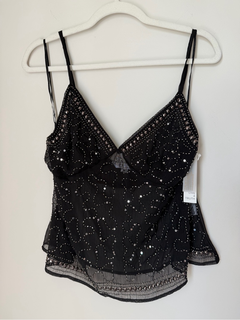 Black beaded Sequin Camisole tank top